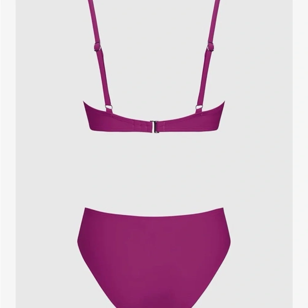 CUPSHE Purple Red Bikini Swimsuit Set Women’s Medium Underwire Knot Tie
